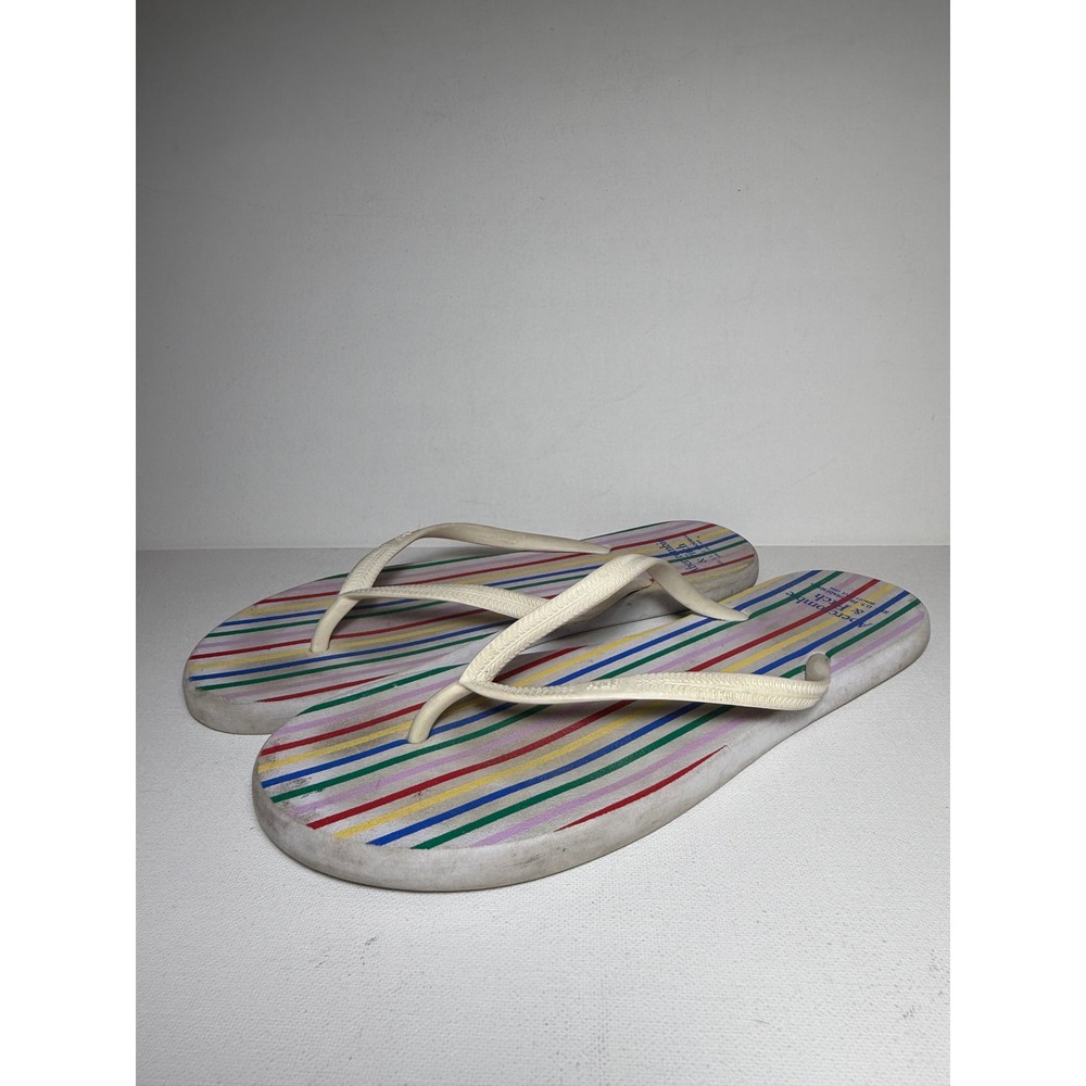 Abercrombie & Fitch Rainbow Stripes Flip flops Sandals Womens Sz 10